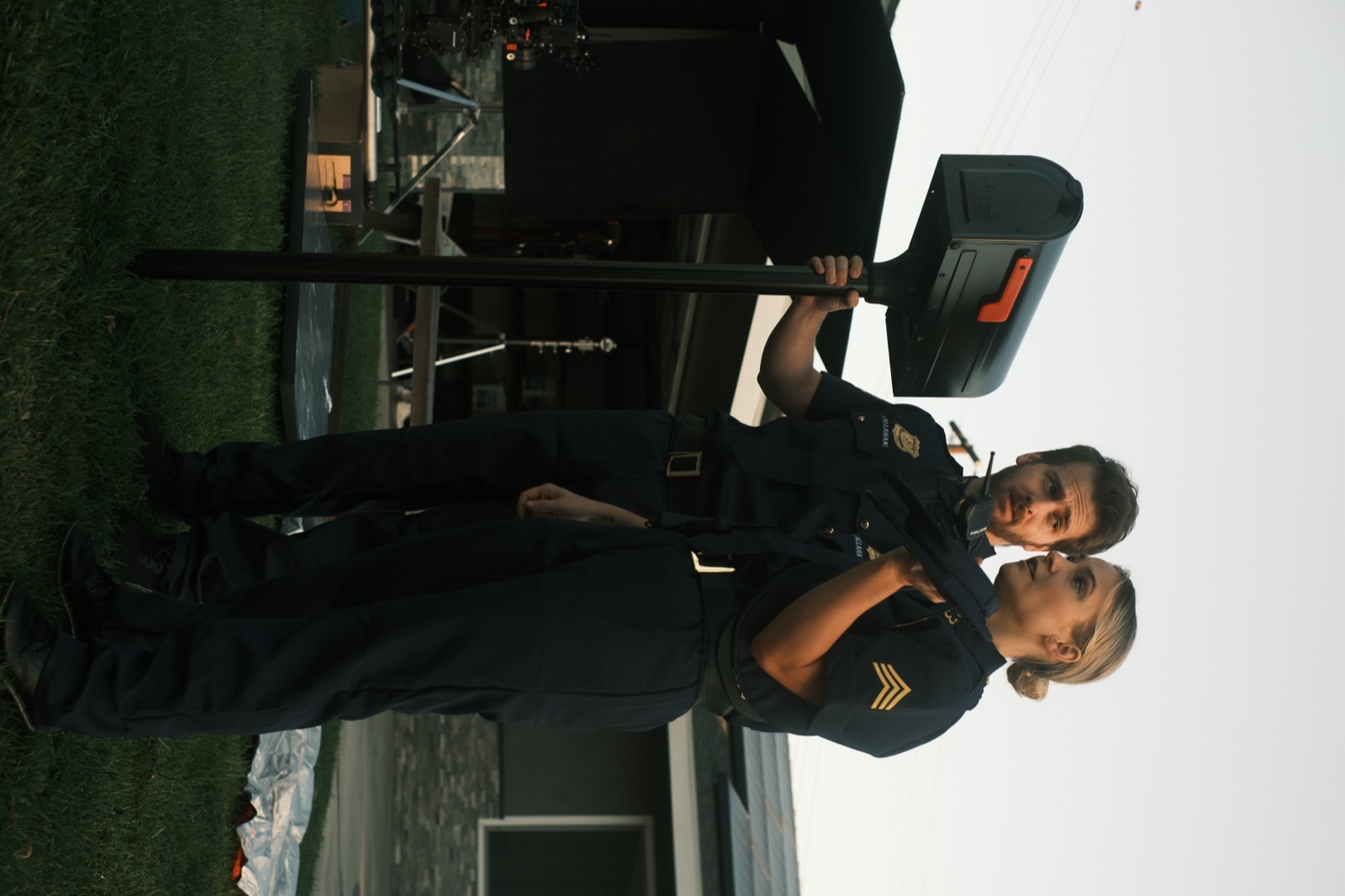 Alex Geffen and Cass Huckabay at the mailbox set